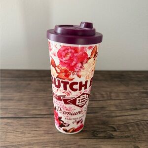 FLORAL DUTCH BROS PREMIUM QUALITY COFFEE PASS THE GOOD VIBES PLASTIC TUMBLER